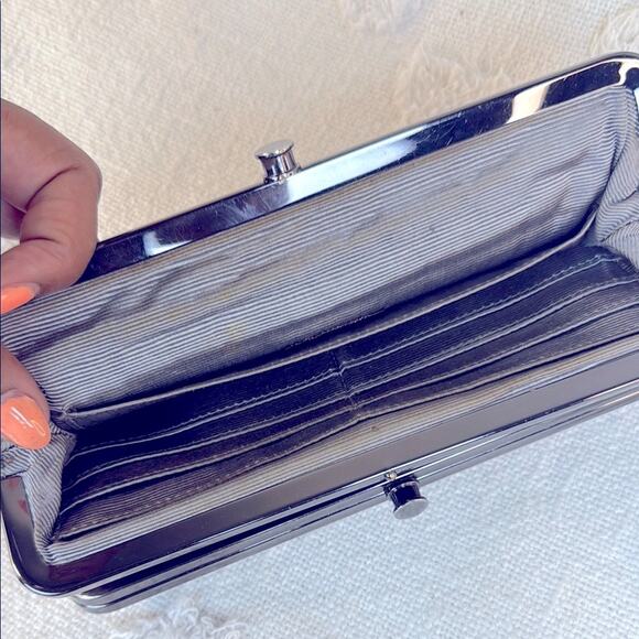 Hobo Vintage Lauren Clutch-Leather Wallet Purple Crocodile-Embossed - Picture 9 of 15